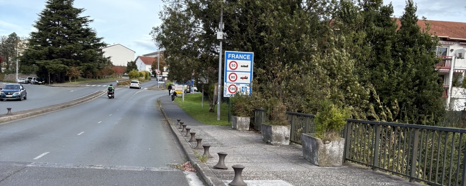 Welcome sign to France in Hendaye